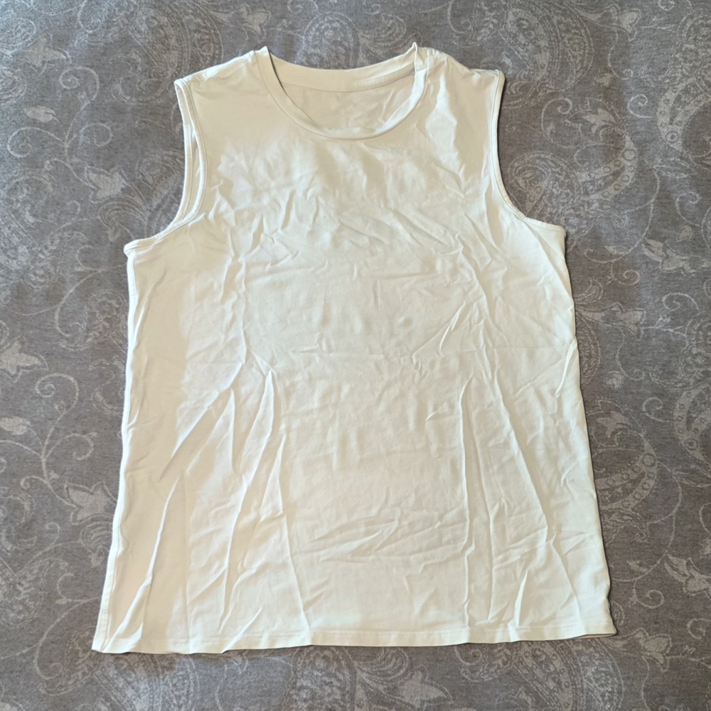 Lululemon White Organic Cotton Crewneck Tank Top (Size S)